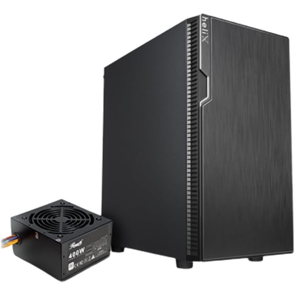 Rosewill FBM-X2-400-HELIX Micro ATX Mini Tower Desktop Gaming & Office PC Computer Case with Pre-Installed 400W Power Supply, 240mm AIO Support, 2X USB 2.0, 1 3.0