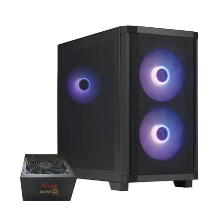 Rosewill FBM-X3 Black Micro ATX Mid Tower Case - Full Mesh Panel, High Airflow Design, 3x PWM ARGB Fans, Pre-Installed 650W 80+ Gold PSU