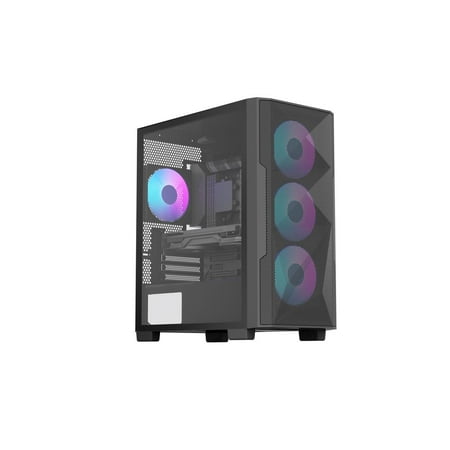 Rosewill FBM-X6 Black Micro ATX Mid Tower Case - Tempered Glass Side Panel, High Airflow, 4X PWM ARGB Fans, Dedicated Cable Routing Clips, Pre-Installed 650W 80+ Gold PSU