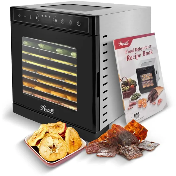 Rosewill Food Dehydrator Machine, 8 Stackable Trays with Adjustable 48H Timer and Temperature Control Up to 195F - Electric Food Preserver for Fruits, Veggies, Meats & Dog Treats