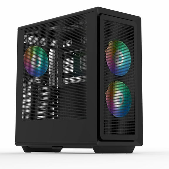 Rosewill Helium Air Mid Tower E-ATX Gaming Case, Mesh Panel, Tool-less, High-Airflow, Cable Management System, USB 3.1, included  2x 160mm & 1x 140mm PWM ARGB Fan, Black