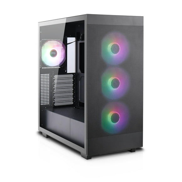 Rosewill Helium Flow Black Mid Tower Computer Gaming Case, TG & Mesh Panel, ATX, Tool-less, High-Airflow, 4x 120mm PWM ARGB Fan