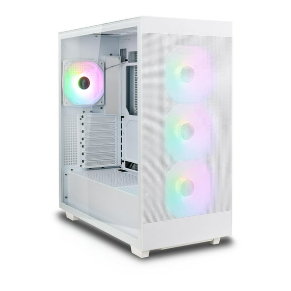 Rosewill Helium Flow White Mid Tower Computer Gaming Case, TG & Mesh Panel, ATX, Tool-less, High-Airflow, 4x 120mm PWM ARGB Fan