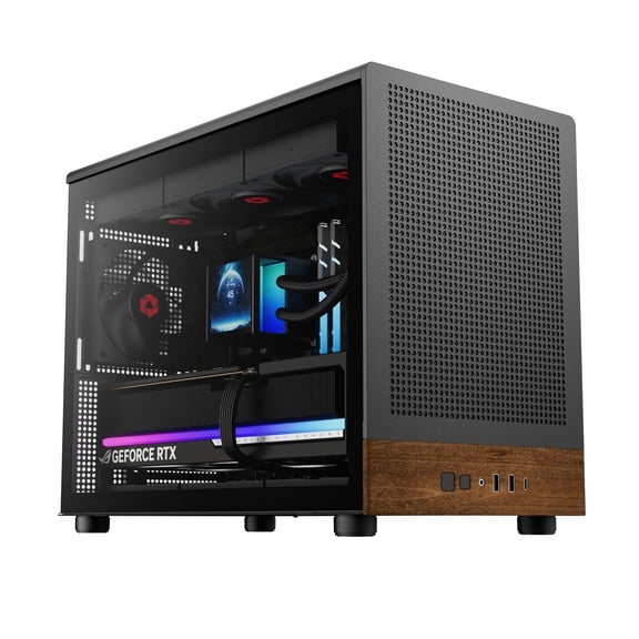 Rosewill Micro ATX Gaming PC Case | Walnut-Finished Mesh Front Panel | 3 × 120mm PWM Fans, Supports Dual 360mm Radiators | Front-Mounted PSU | Mini-ITX or Micro-ATX | USB 3.2 Gen 2 - RWM2 Wood