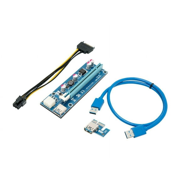Rosewill Mining Card, Riser Card, PCIe (PCI Express) 16x to 1x Riser Adapter, USB 3.0 Extension Cable 60cm, 6 pin PCI-E to SATA Power Cable, GPU Riser Adapter, Ethereum Mining Riser Card