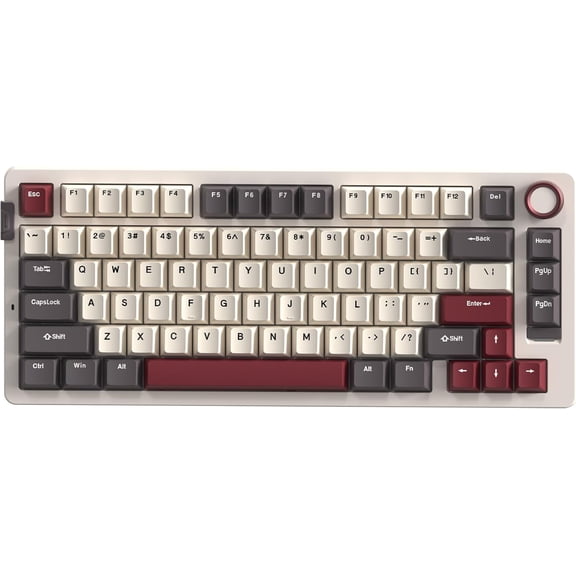 Rosewill Neon S75 Wireless Mechanical Keyboard, 80-Key Layout w/ Volume Knob, Bluetooth / 2.4GHz / USB-C, Hot-Swappable Brown Switches, RGB Backlit, 6000mAh Battery, Windows & macOS, White