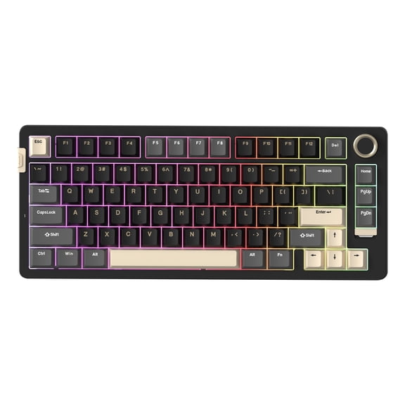 Rosewill NEON S75 Tri-Mode Wireless Gaming Keyboard - Gasket Mount for Superior Typing, 75% Layout with Knob, Hot-Swap, RGB, PBT Keycaps & Blue Switches