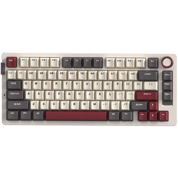 Rosewill Neon S75 Wireless Mechanical Keyboard, 80-Key Layout w/ Volume Knob, Bluetooth / 2.4GHz / USB-C, Hot-Swappable Red Switches, RGB Backlit, 6000mAh Battery, Windows & macOS, White