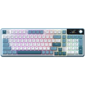 Rosewill Neon S96 Wireless Mechanical Keyboard, 98-Key Layout w/ Volume Knob, Bluetooth / 2.4GHz / USB-C, Hot-Swappable Brown Switches, RGB Backlit, 3750mAh Battery, Windows & macOS, White