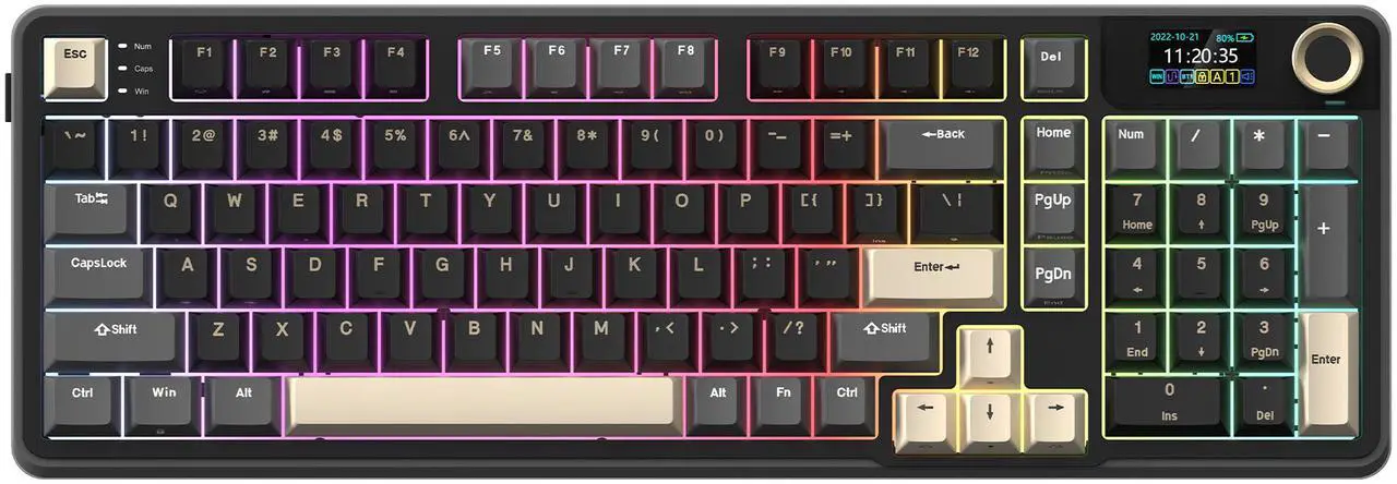 Rosewill Neon S96 Wireless Mechanical Keyboard, 98-Key Layout w/ Volume Knob, Bluetooth / 2.4GHz / USB-C, Hot-Swappable Red Switches, RGB Backlit, 3750mAh Battery, Windows & macOS, Black