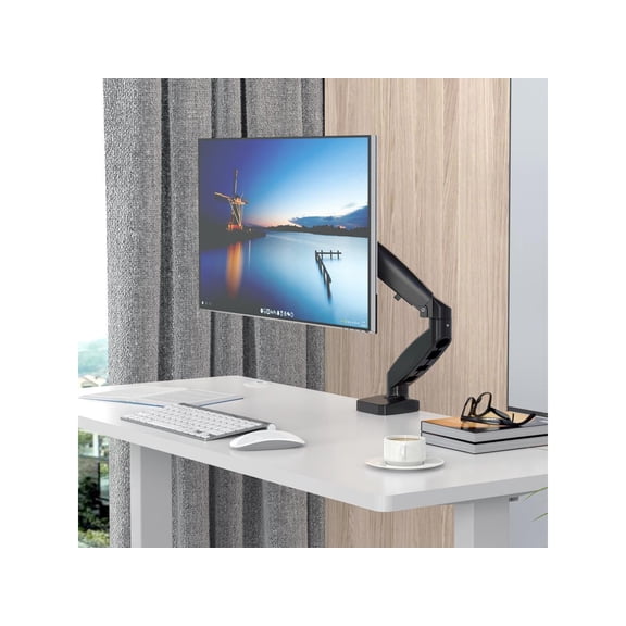 Rosewill Single Monitor Mount, 15 to 32 Inch Gas Monitor Arm, Adjustable Stand, Vesa Mount with Clamp and Grommet Base - Fits 4.4 to 19.8lbs LCD Computer Monitors