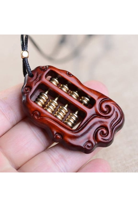 Rosewood Abacus Pendant Necklace Vintage Style Wooden Sweater Chain Unisex Jewelry Cultural Math Charm for Men and Women