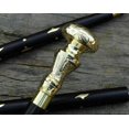 thumbnail image 1 of Rosewood Crafted Handmade Walking Stick Cane Knob Head | Brass Decorative Bars Inlay | Solid Wood Shaft, 1 of 5