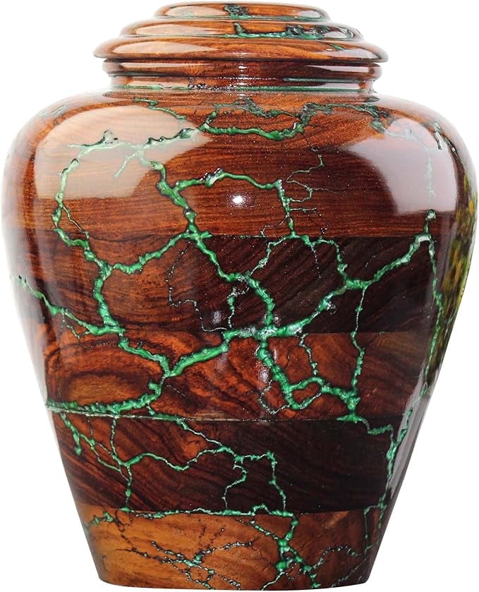 Rosewood Cremation Urn for Ashes, Wooden and Resin Urn for Human and Pet Ashes Lichtenberg Keepsake Urn Ashes (Small)