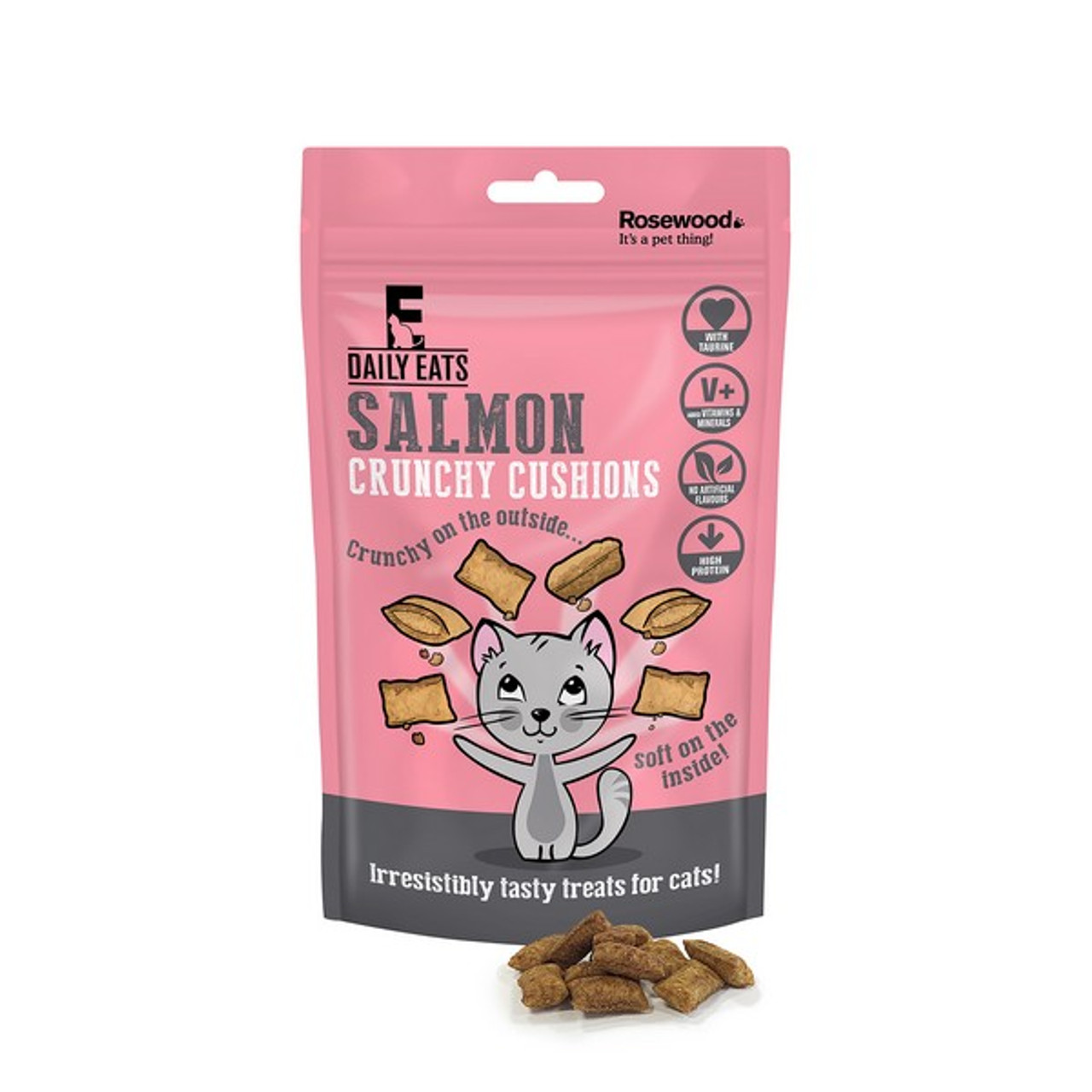 Rosewood  Crunchy Salmon Cushions Cat Food 60g 1 Case