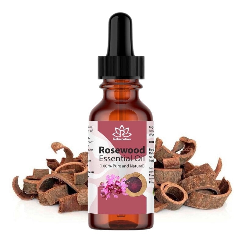 Rosewood Essential Oil – 100% Pure Aromatherapy Oil in Amber Glass Bottle, by Relaxcation 1 fl oz