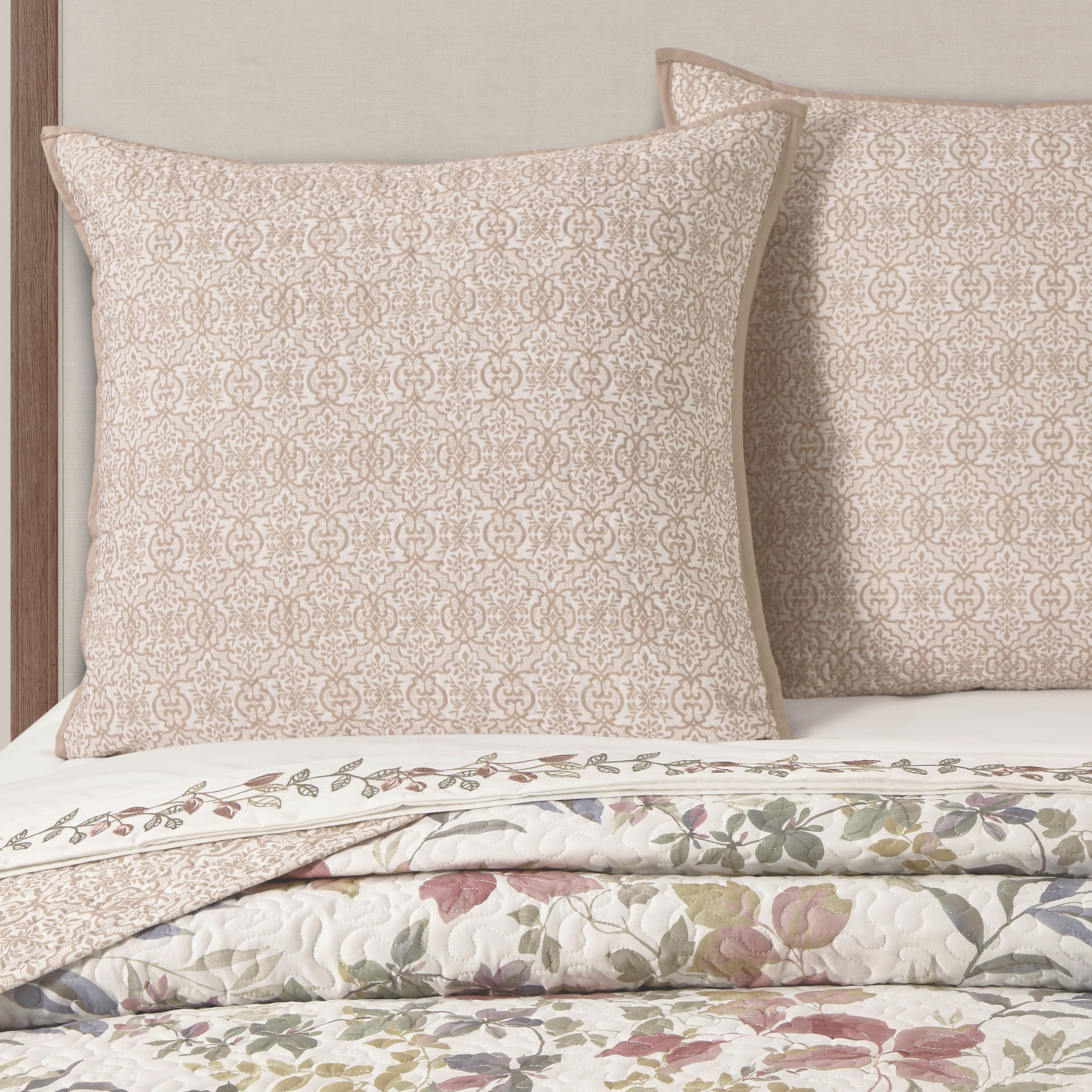 Rose Leaf Patterned Polyester Euro Sham 26" x 26"