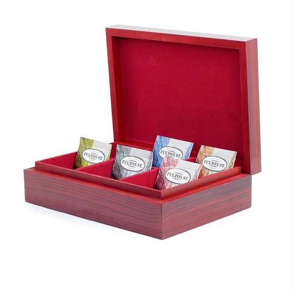 Rosewood Imprinted Beautifully Grained Plain Tea Bag & Sachet Storage Box | Hand Crafted Tea Chest | Nagina International