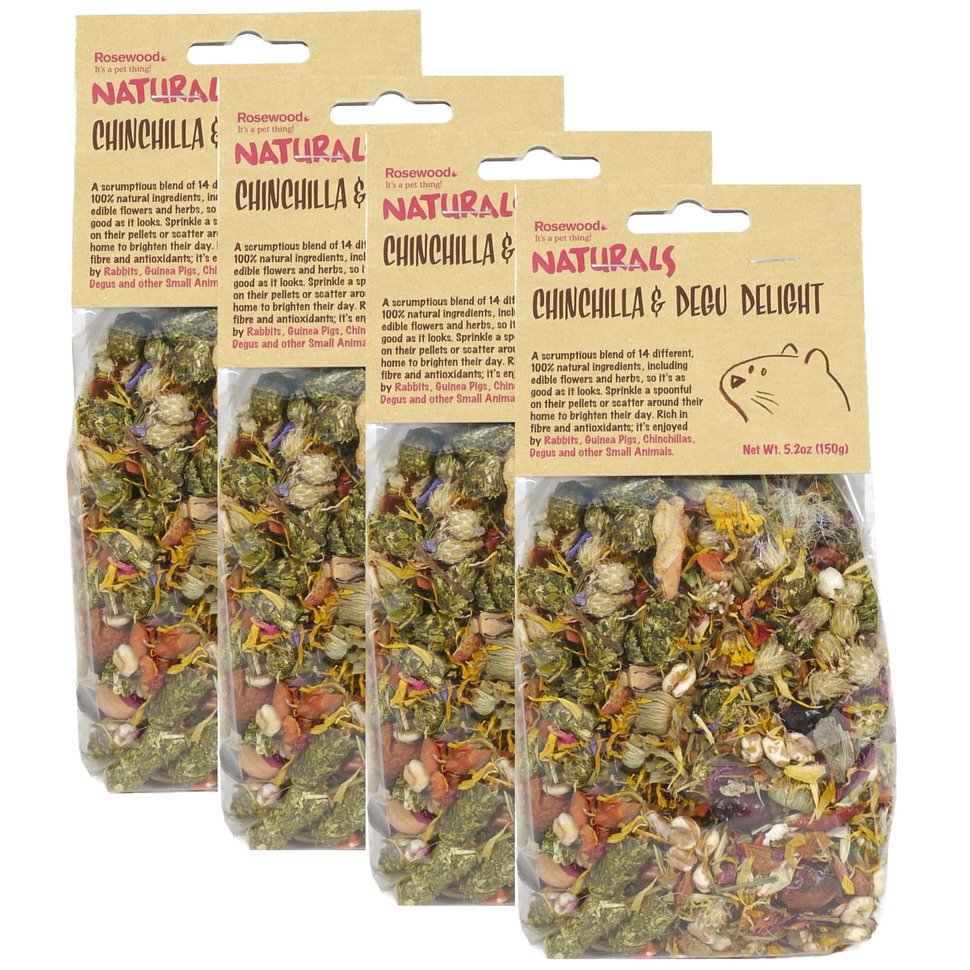 Rosewood Naturals: Chinchilla & Degu Delight - 4 Pack, 5.2oz Bags ...