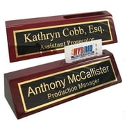 Rosewood Personalized Desk Name Plate with Business Card Holder - 8" or 10"
