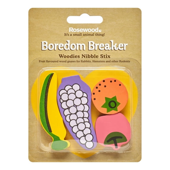 Rosewood Pet Boredom Breaker Woodies Fruit Nibble Stix Small Animal Toy