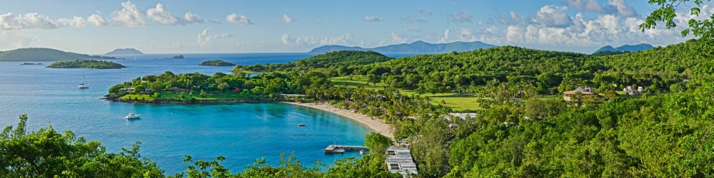 Rosewood Resort on an island Caneel Bay St John US Virgin Islands Canvas Art - Panoramic Images (48 x 12)