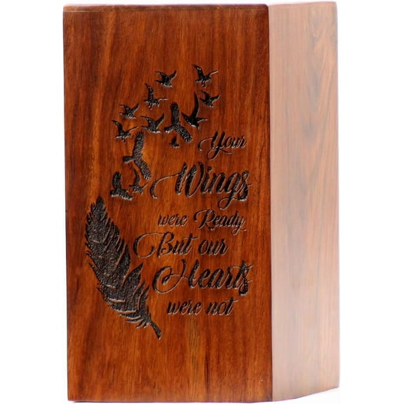Rosewood Urn-Box for Human Ashes - Hand Carved Beautiful Butterfly Wooden Box - Cremation Urn for Pets Burial Urn Box for Loving Memories - Large Unique Decorative Urns for Human Ashes.