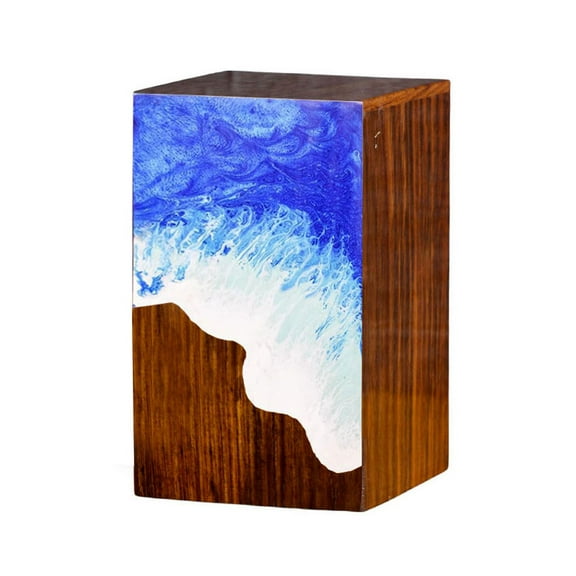 Rosewood Urn for Human Ashes Adult, Cremation Urn for Pets Ashes Urn for Dog Ashes, Resin Ocean Wave Design Memorial Urn Box