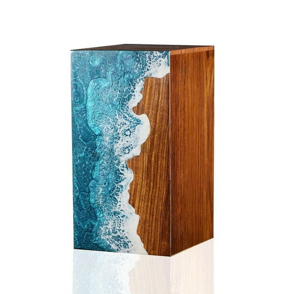 Rosewood Urn for Human Ashes Adult, Cremation Urn for Pets Ashes Urn for Dog Ashes, Resin Ocean Wave Design Memorial Urn Box