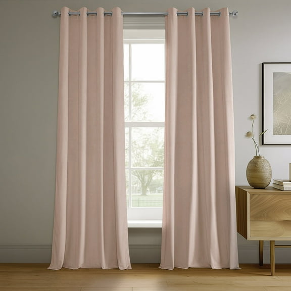 Rosey Dawn Grommet Signature Velvet Blackout Curtain (1 Panel), Rosey Dawn, 50W X 108L