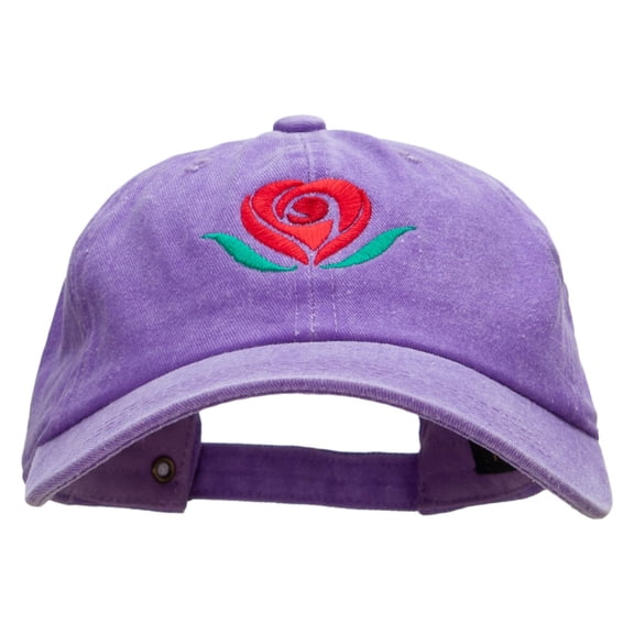 Rosey Heart Embroidered Unstructured Cotton Cap - Purple OSFM