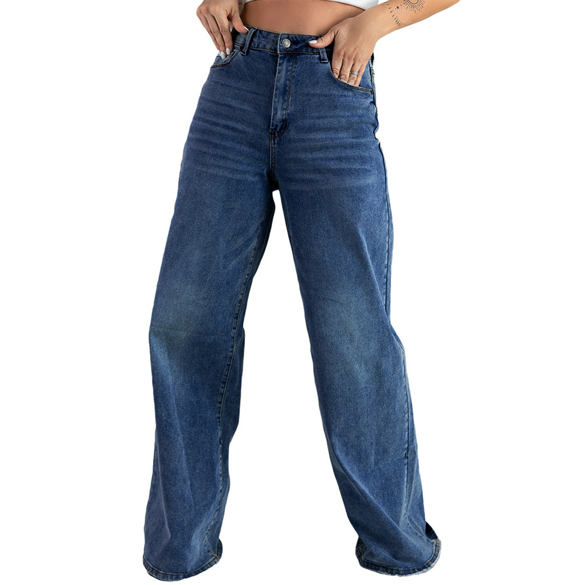 Rosfancy Women Flare Jeans Boyfriend Denim Loose Fit, S-XL - Walmart.com