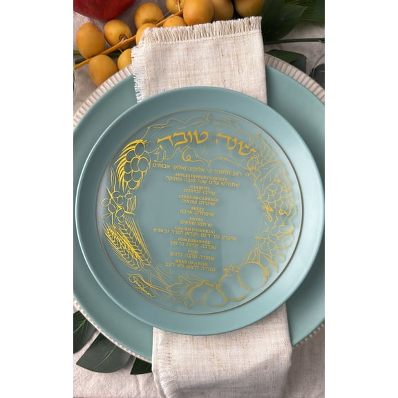 Rosh Hashanah Acrylic Plates - Gold Metallic
