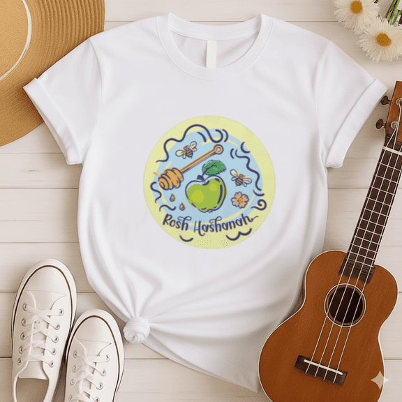 Rosh Hashanah Apple Honey Bee T-Shirt, for men & women, S-5XL