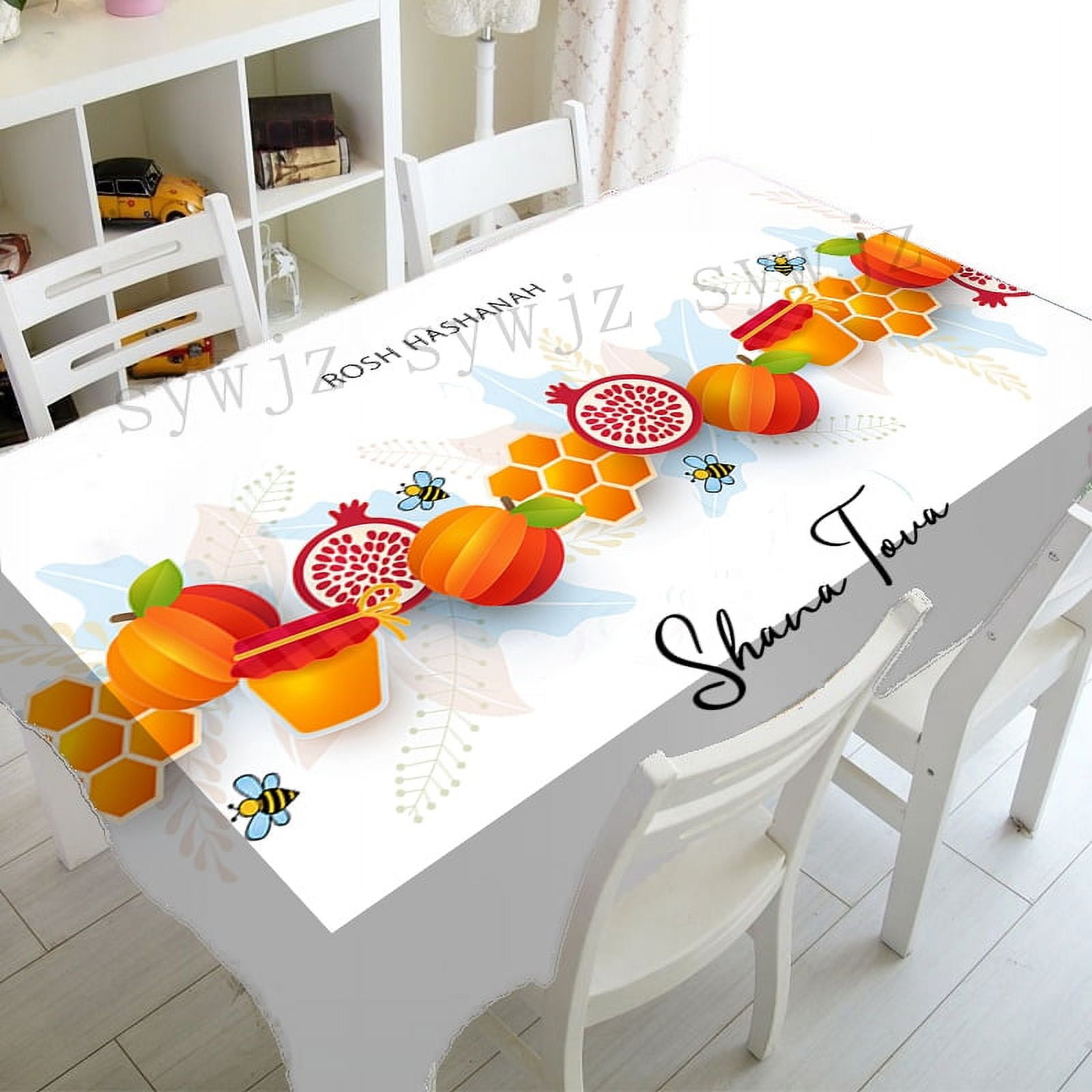 Rosh Hashanah Tablecloth Holiday Party r Kitchen Dining Room Home Stain