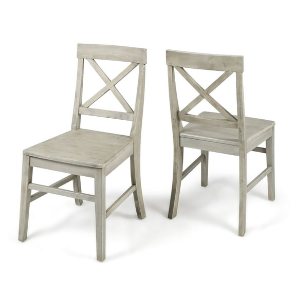 Roshan Farmhouse Acacia Wood Dining Chairs, Light Grey Wash (Set of 2)