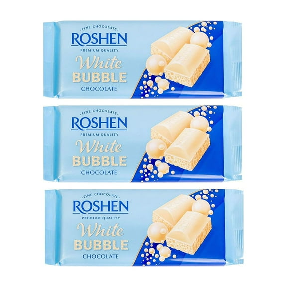 Roshen "Aerated" Fine White Bubble Chocolate Bar, Kosher and Halal (2.81 oz/80 grams) Pack of 3