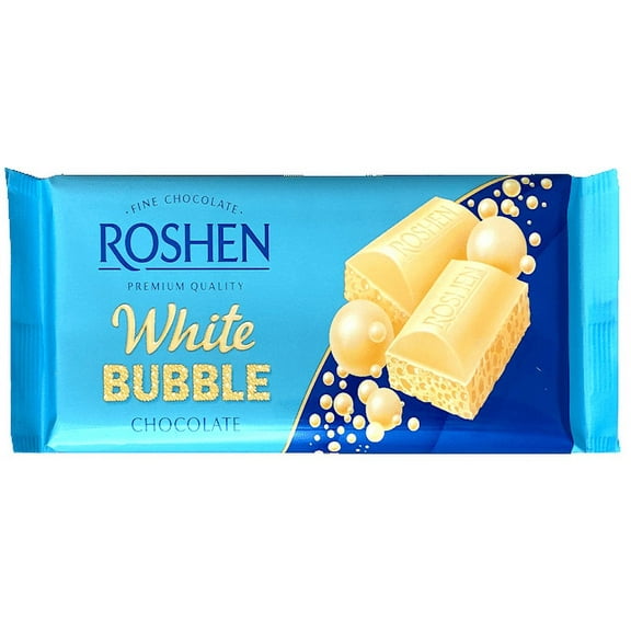 Roshen "Aerated" Fine White Chocolate Bar with Caramel, Kosher and Halal (2.81 oz/80 grams)