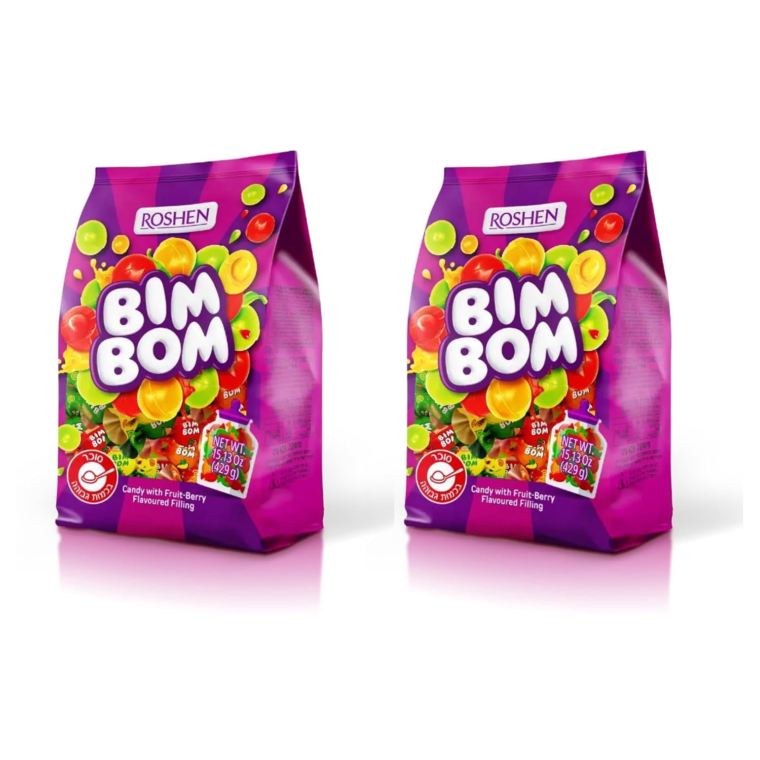 Roshen Bim Bom Hard Candy with Fruit Flavor Filling Kosher and
