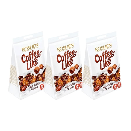 Roshen Caramel Candy "Coffeelike" with Coffee-Milky Filling, Kosher and Halal, Delicious, Flavorful Sweets 13.33oz/378gr Pack of 3