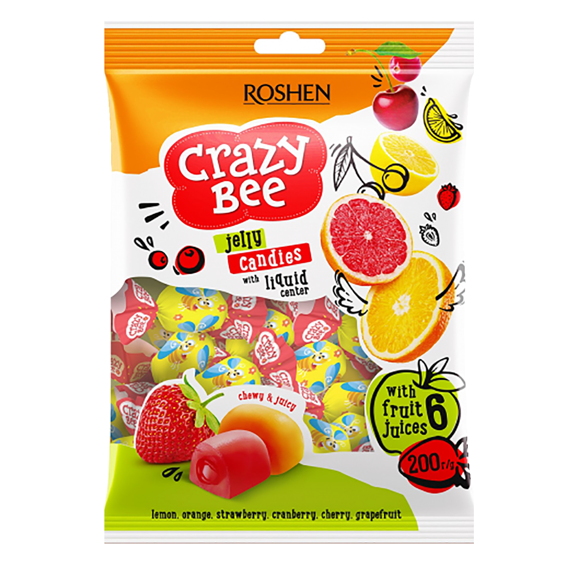 Jelly Sweets Crazy Bee, Roshen, 0.5 lb / 0.22 kg
