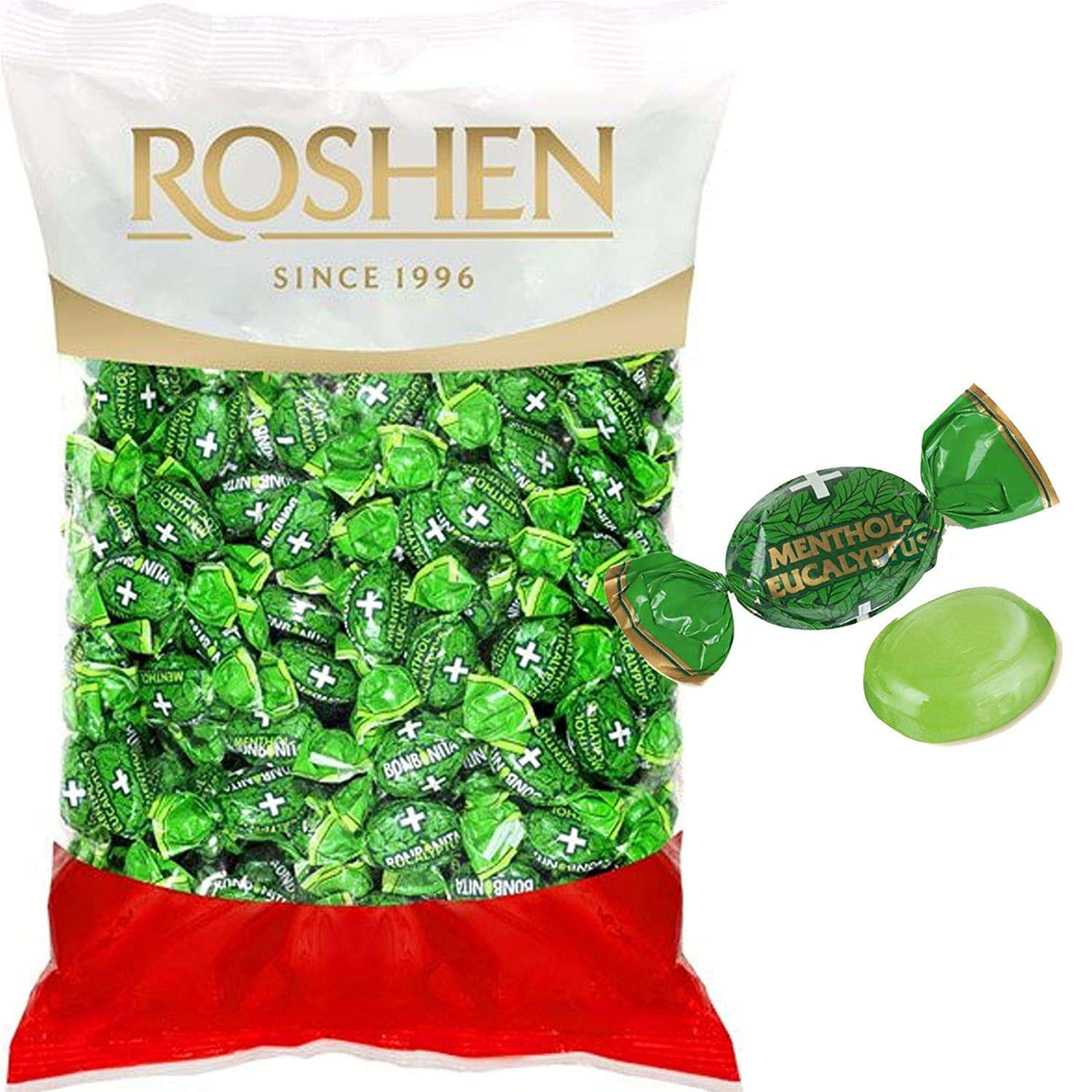 Roshen Karamelkino Eucalyptus And Menthol Hard Candy 2.2 Lb - Fresh And Flavorful Mint Candies. Soot