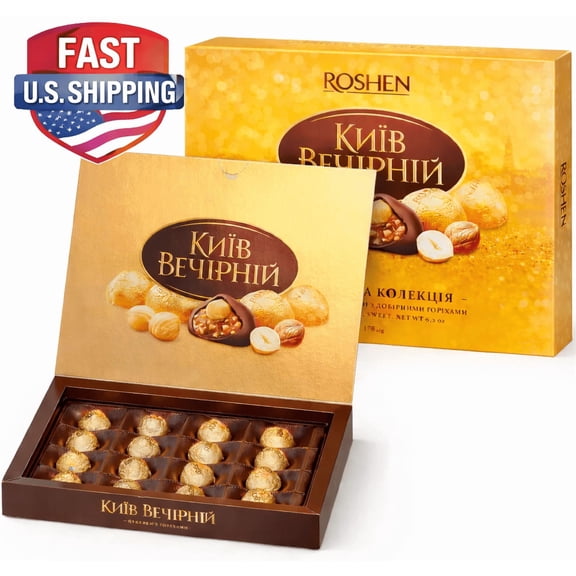 Roshen Kyiv Vechirniy Chocolate Candies with Hazelnuts, 176 g (6.2 oz)