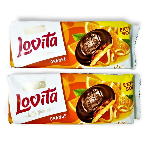 Roshen “Lovita” Jelly Cookies, Biscuits with Orange Flavored Jelly Filling 4.8 oz/135grams, Kosher, Pack of 2