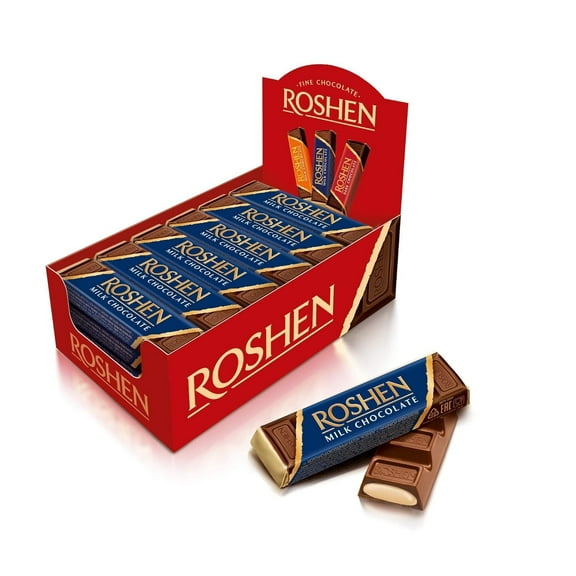 Roshen Sweet Milk Chocolate Bar with Cream-Brulee Filling, Kosher Pack of 30 (1.52 oz/43 grams)