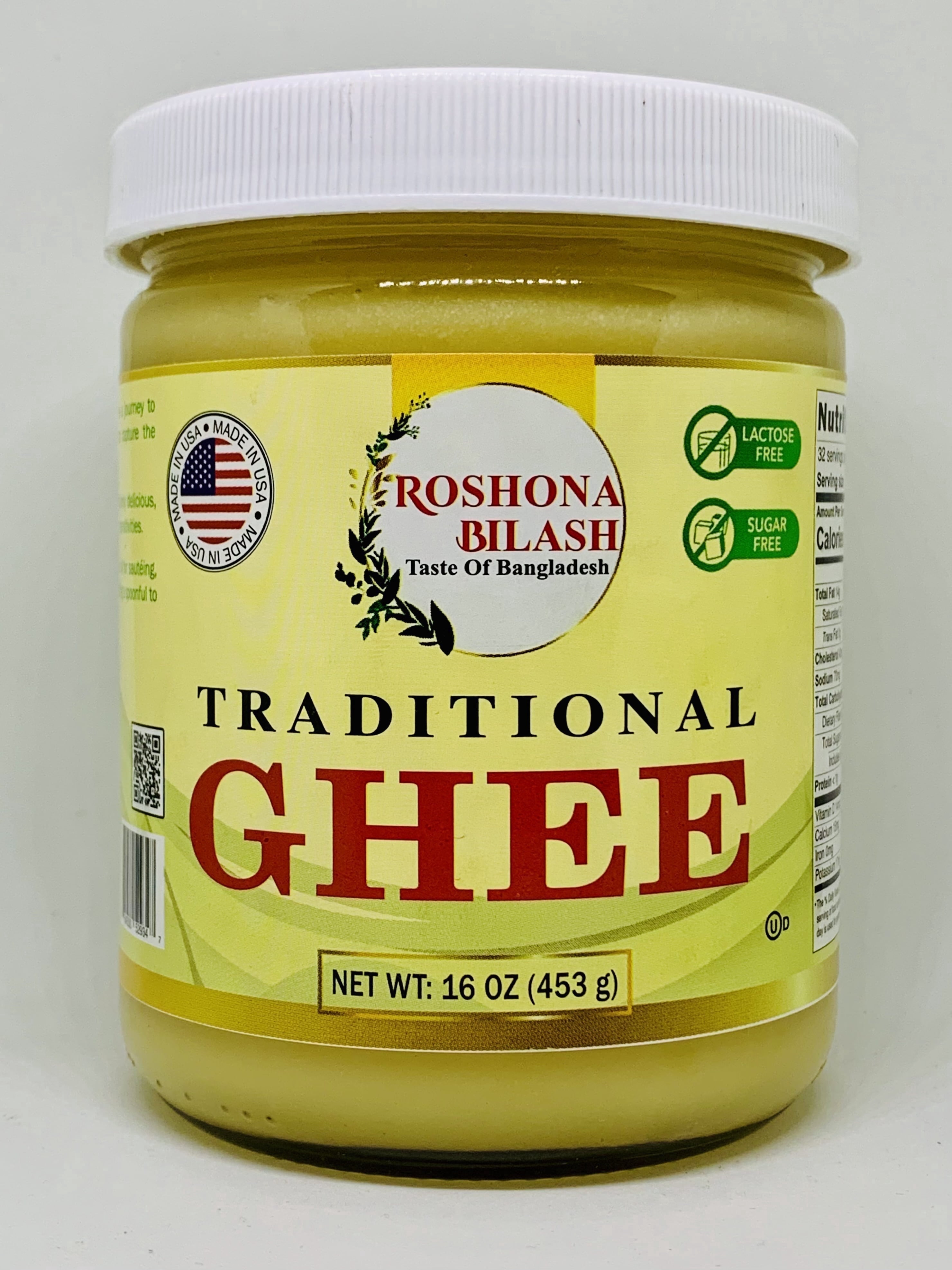 Ghee 16oz Traditional Clarified Butter Made in USA (Plastic Jar)