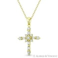 thumbnail image 1 of Rosicrucian Rose Cross Cubic Zirconia CZ Crystal Pave 29x19mm (1.1x0.75in) Christian Pendant & Chain Necklace in .925 Sterling Silver w/ 14k Yellow Gold, 1 of 1