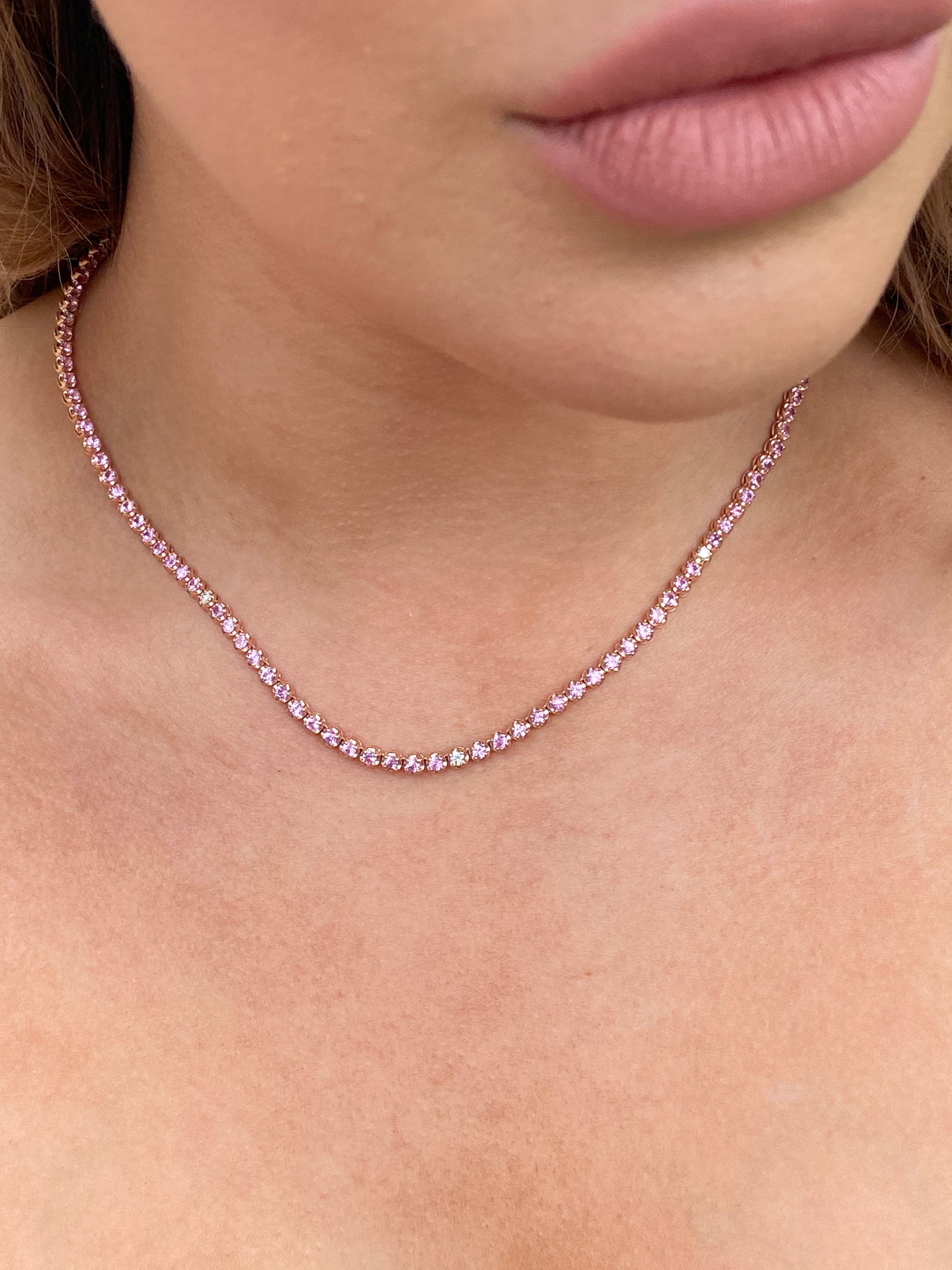 Pink Sapphire & White Diamond Necklace - Prive Jewelers