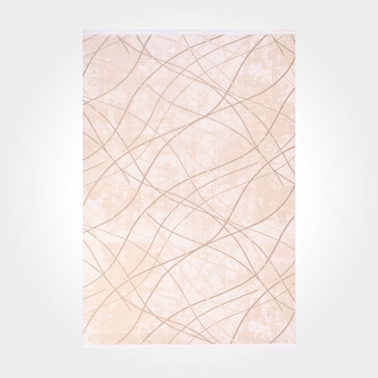 Rosie Cream Striped Acrylic Area Rugs for Living Room Jacquard Textured ...