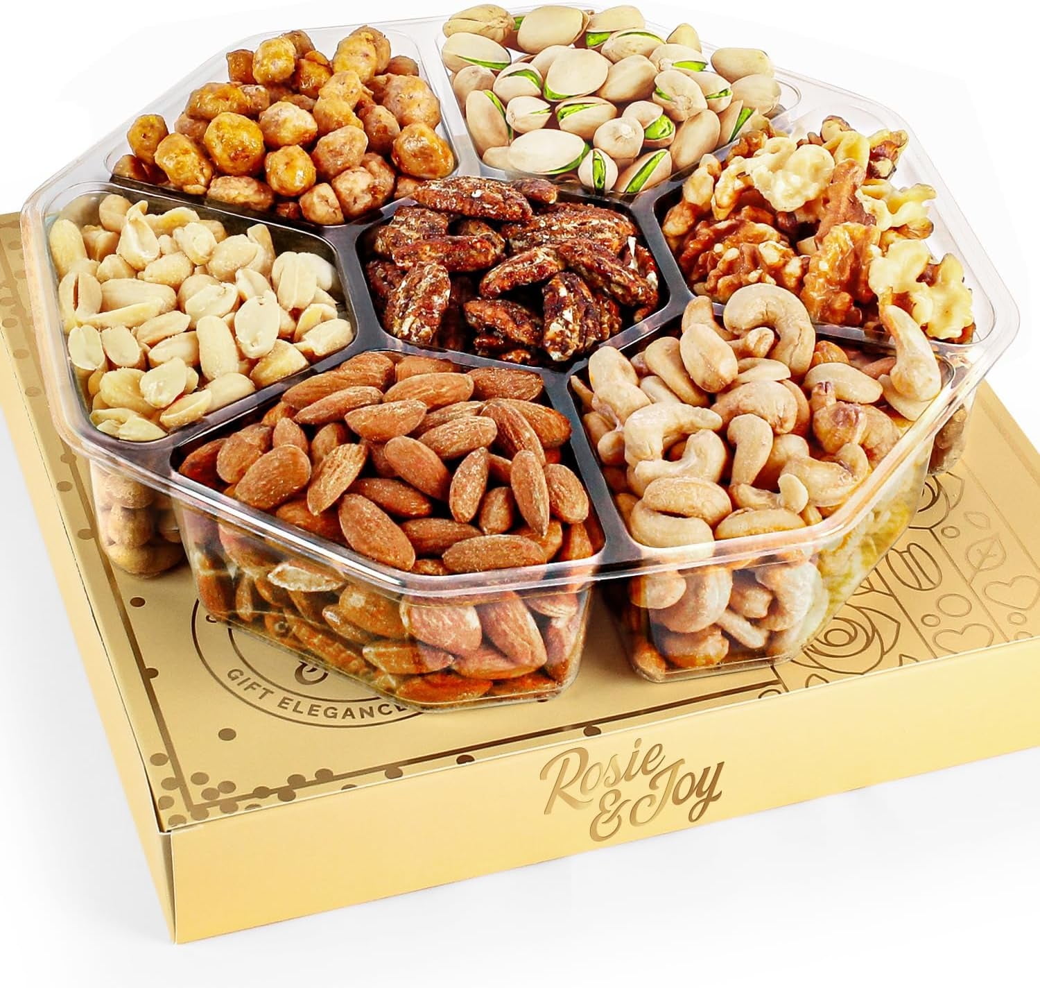 Rosie & Joy Gourmet Mixed Nuts Gift Basket | Christmas Platter Includes 7 Assortments of Delicious Premium Nuts, Ideal for Christmas, Corporate Gifts & Special Occasions